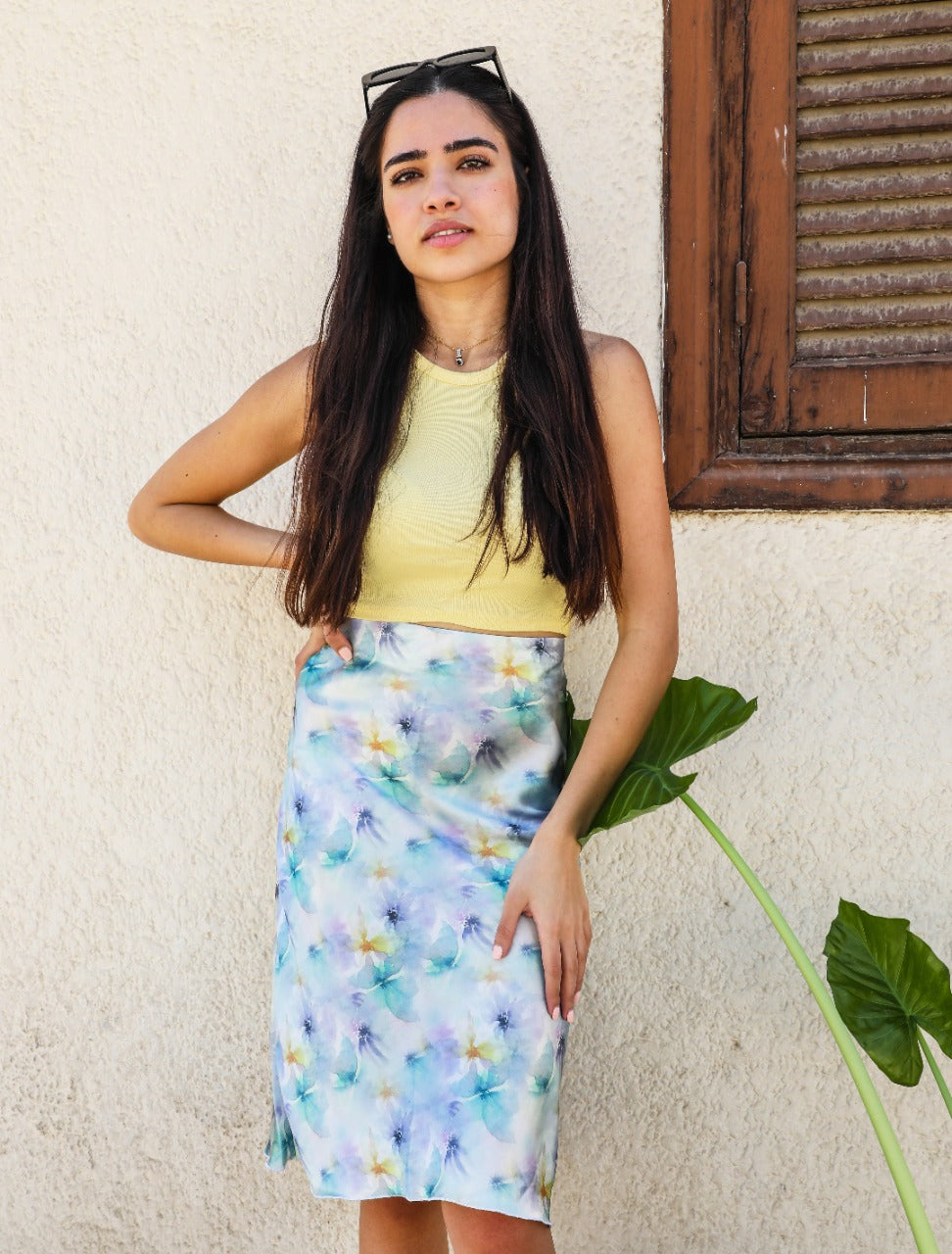 Floral Watercolor Skirt Blue