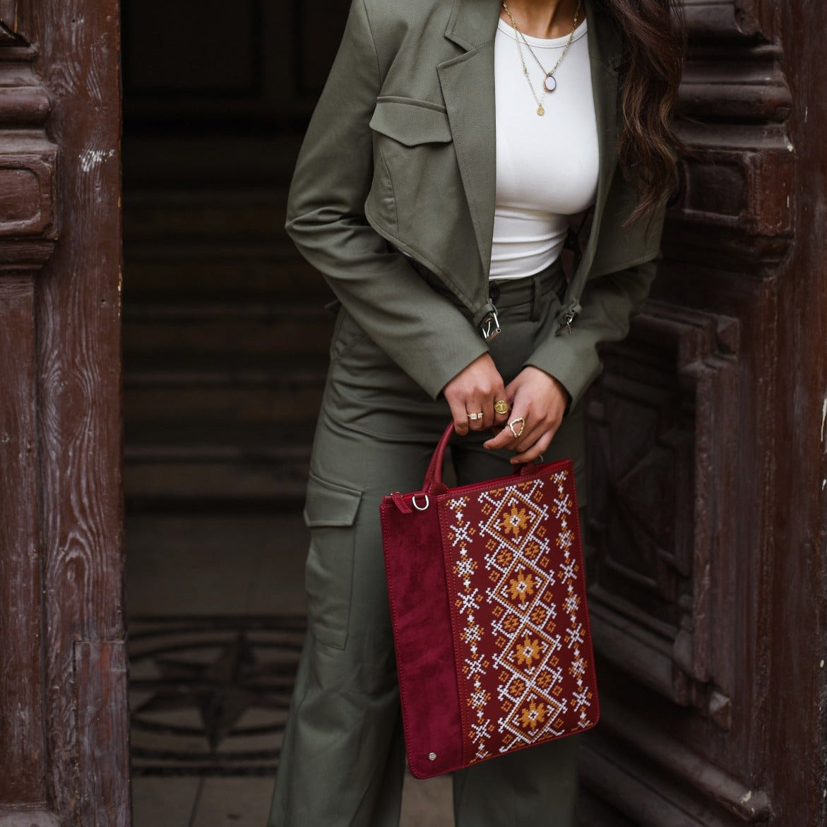 Ethnic Laptop Sleeve In Burgundy