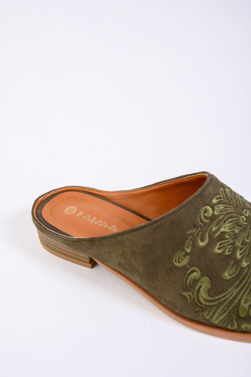 Damask Mules Olive