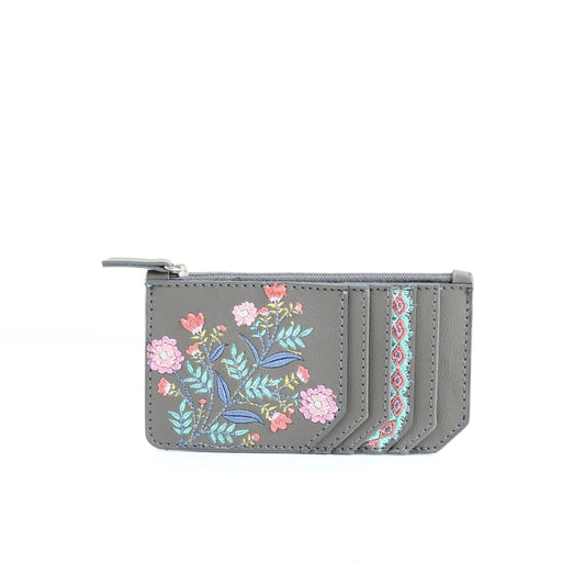 Grey Flowered Card Holder