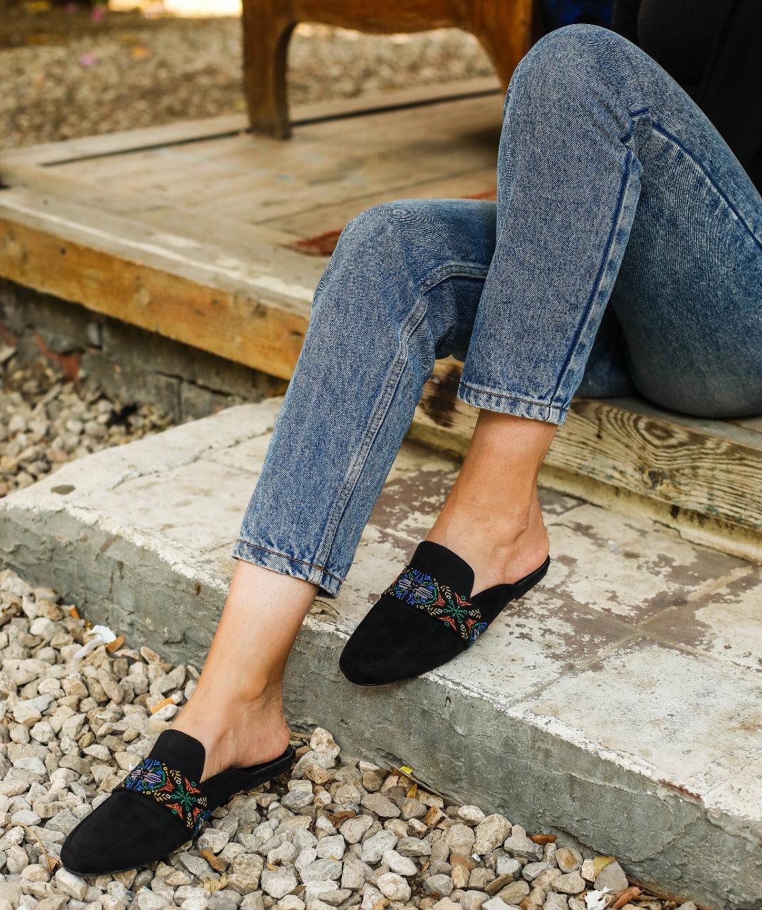 Belted Mules Black