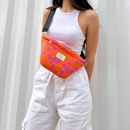 Tribal Birds Orange X Hot Pink Fanny Pack