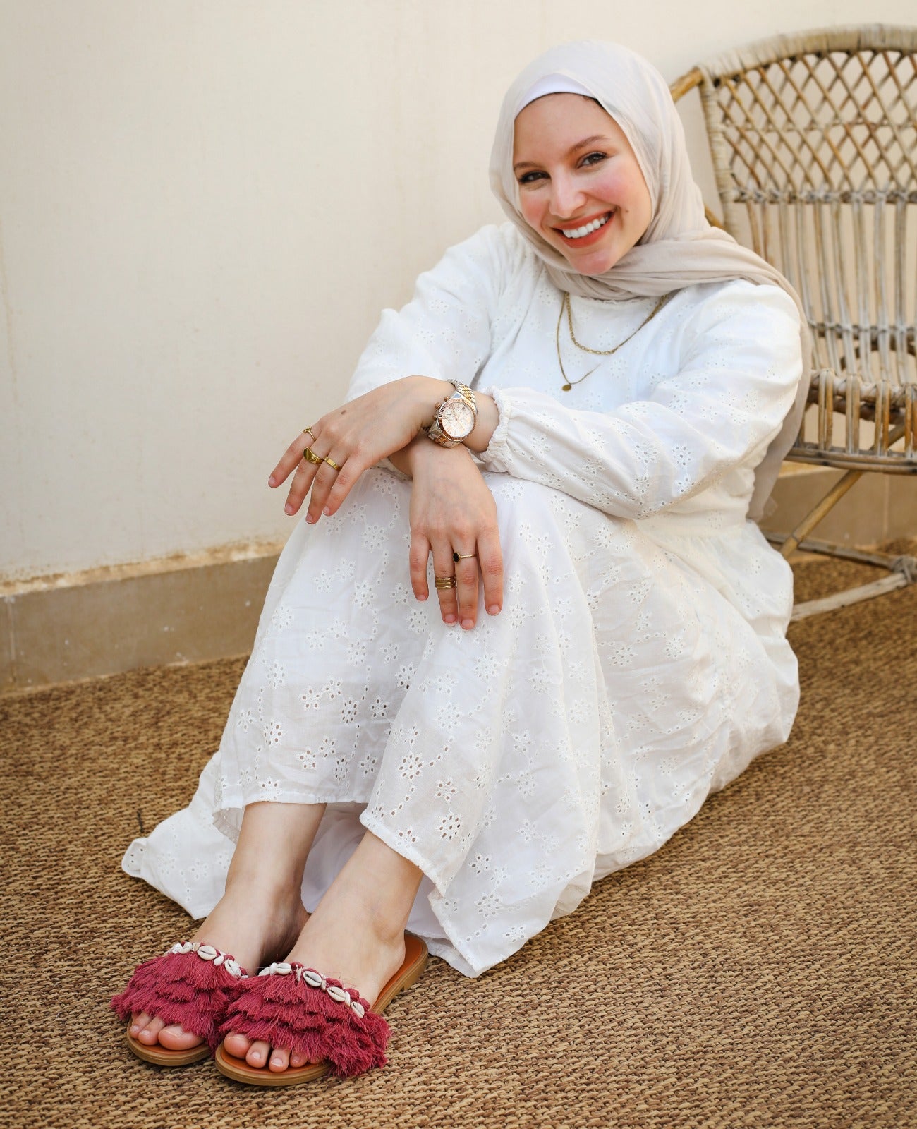 Beads And Shells Blush Slippers