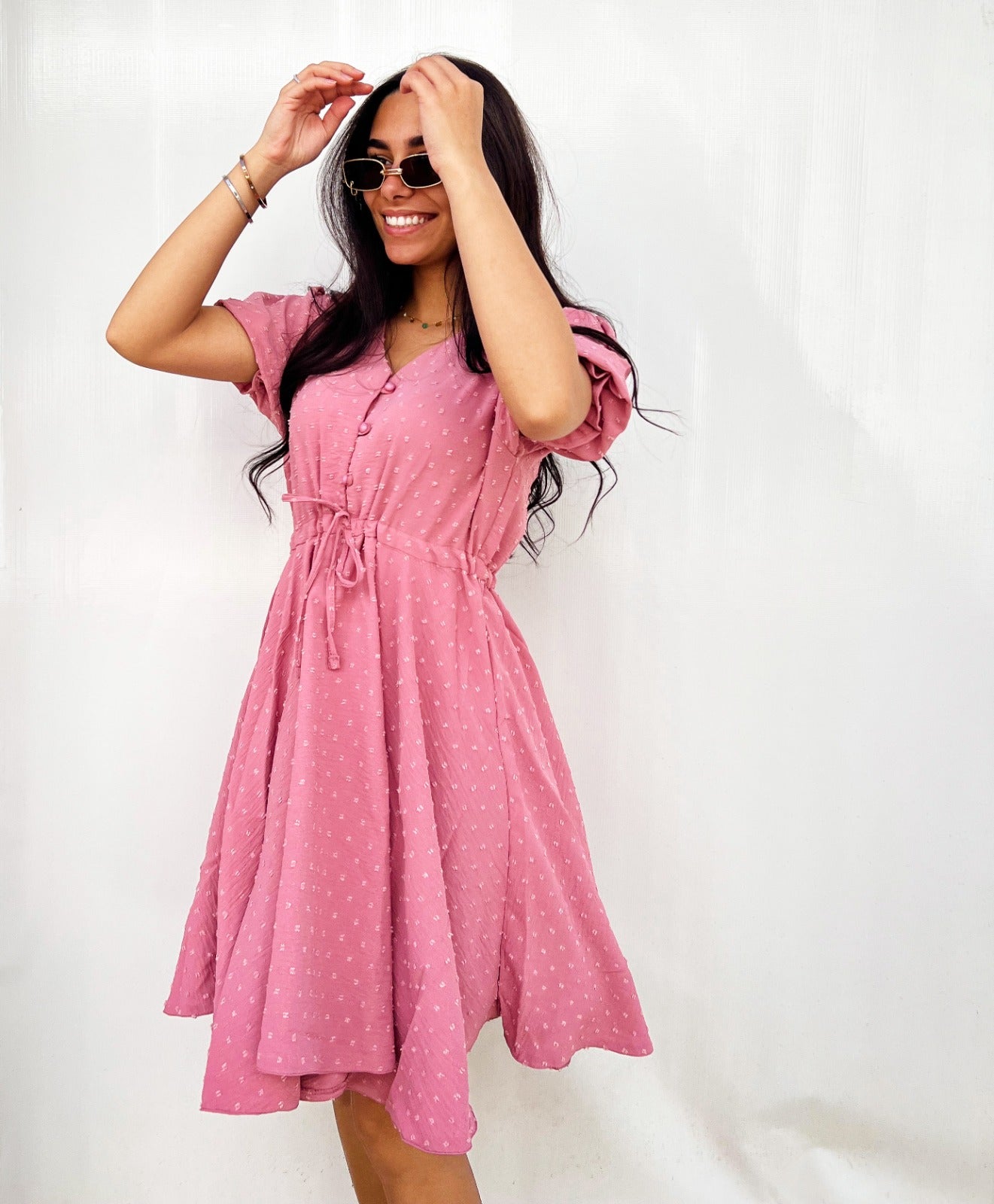 Puff Sleeve Mini Dress Blush