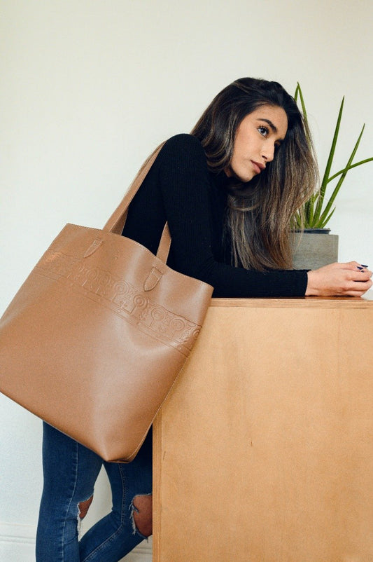 Leather Tote Clan Cafe