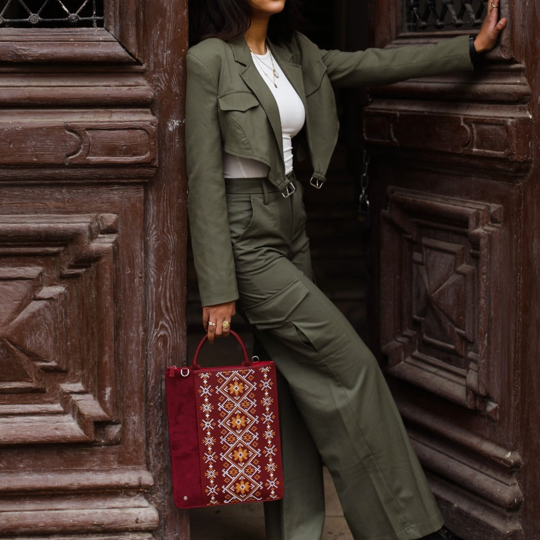 Ethnic Laptop Sleeve In Burgundy