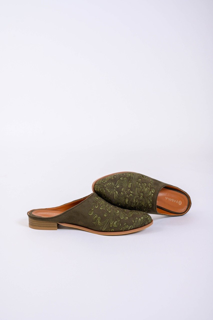 Damask Mules Olive