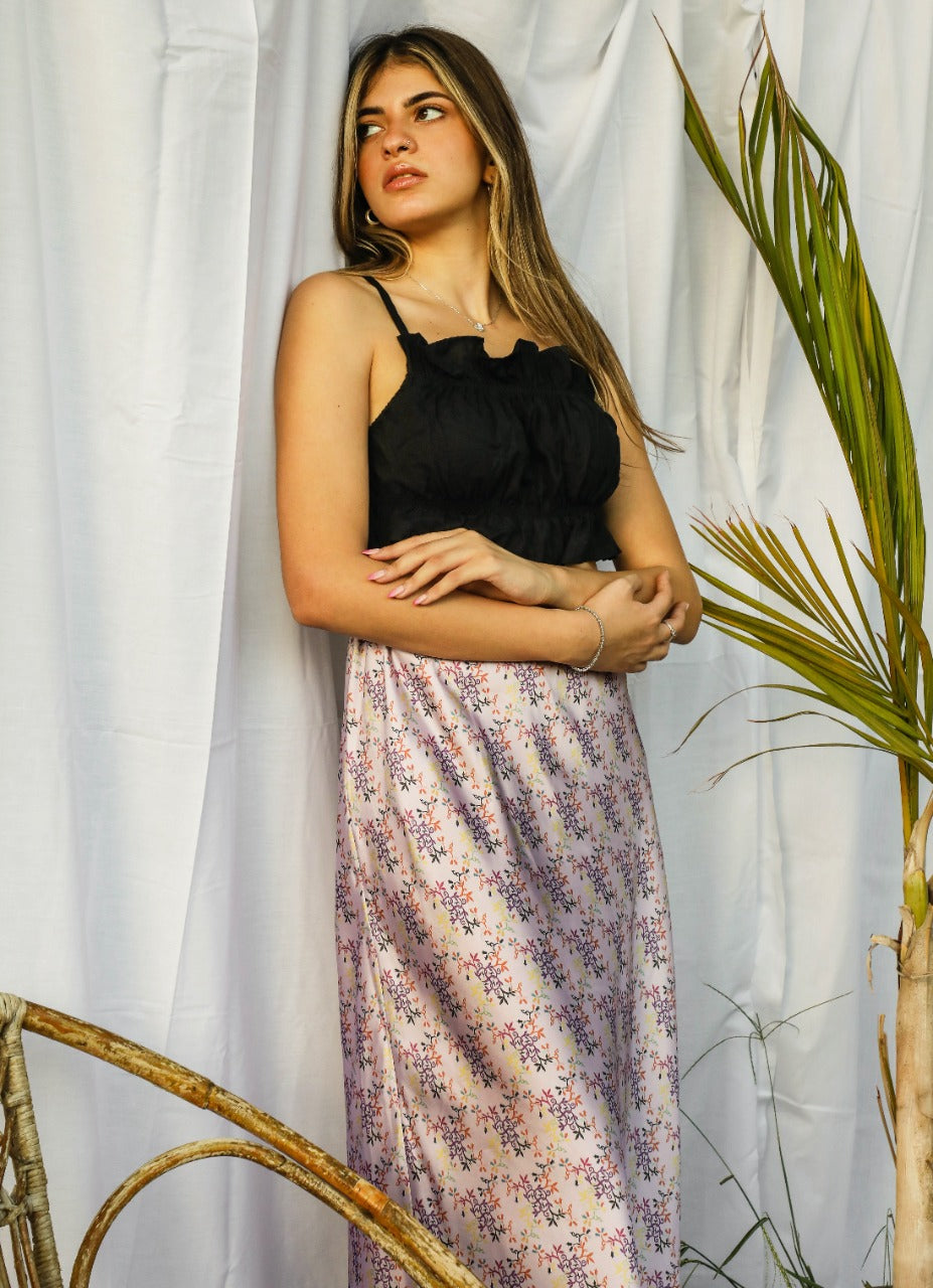 Iris Satin Maxi Skirt Lilac