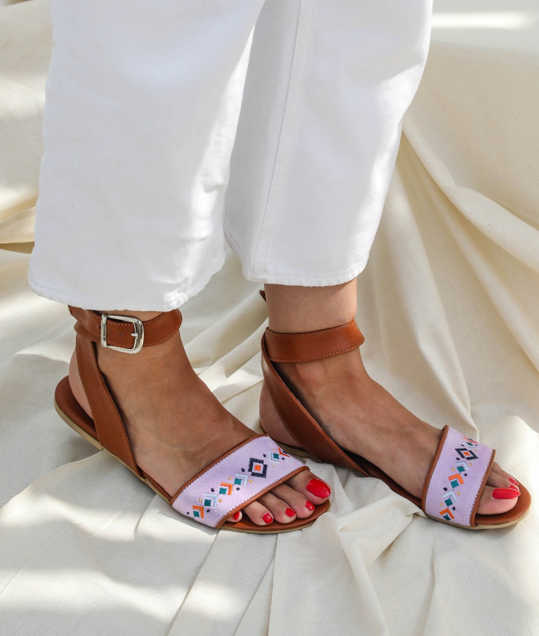 Geometric Lilac Sandals