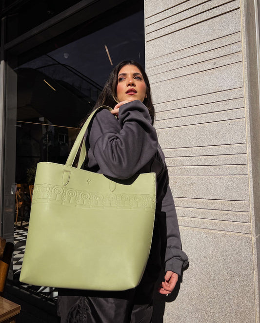 Leather Tote Clan Pistachio