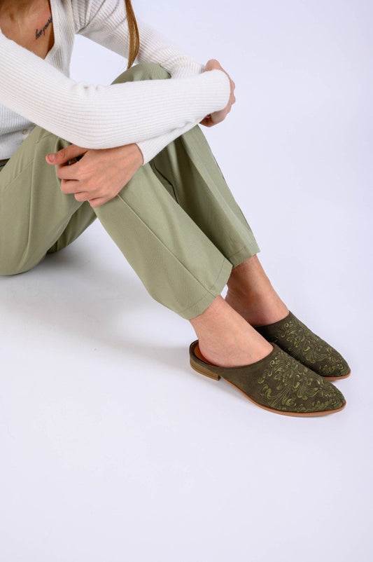 Damask Mules Olive