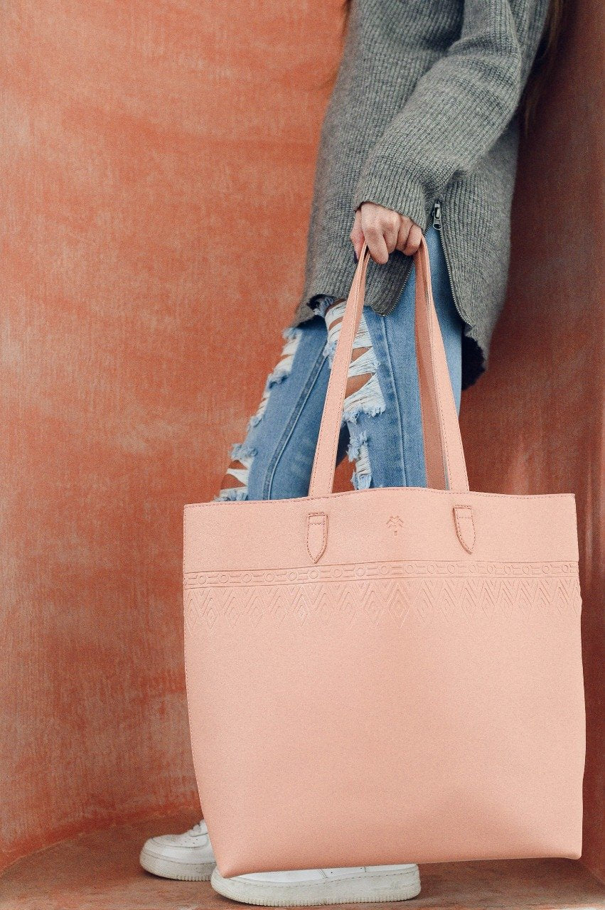 Leather Tote Tangle Pink