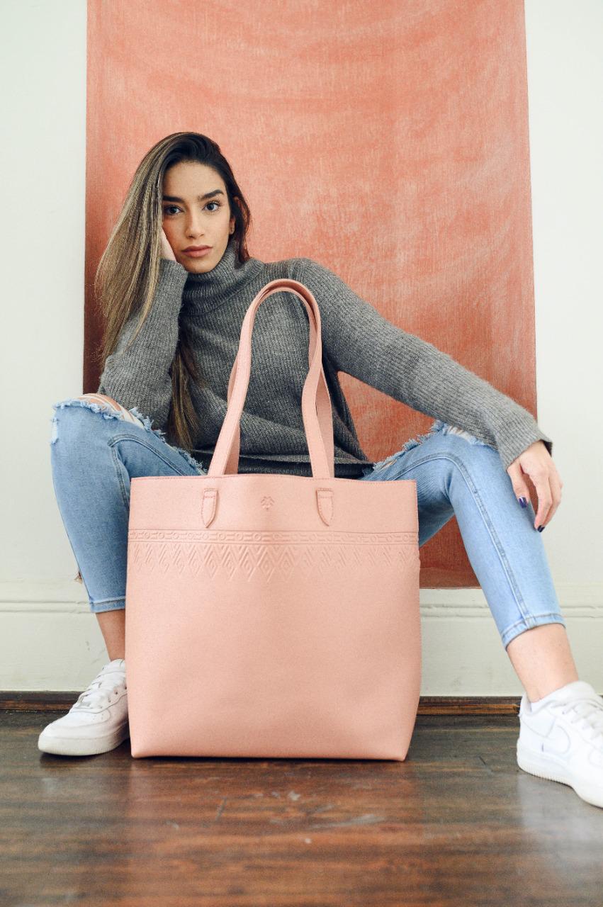 Leather Tote Tangle Pink