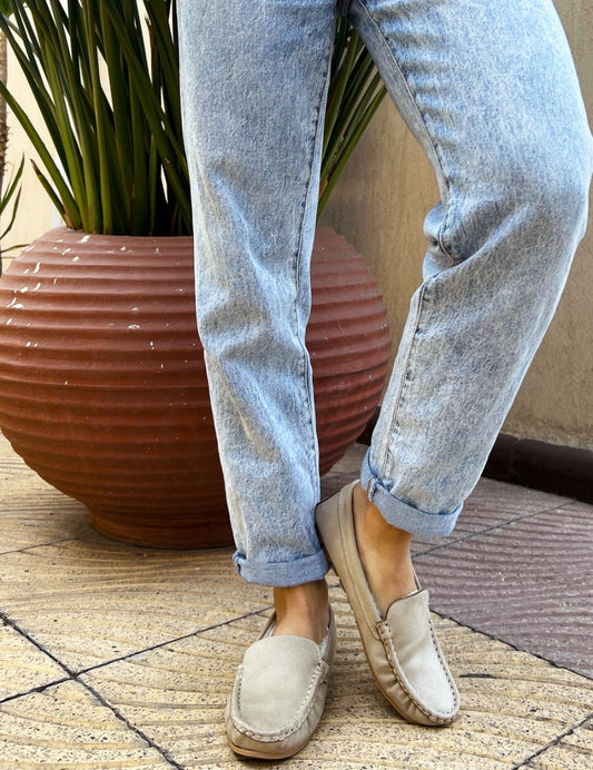 Fur Lined Loafers Beige